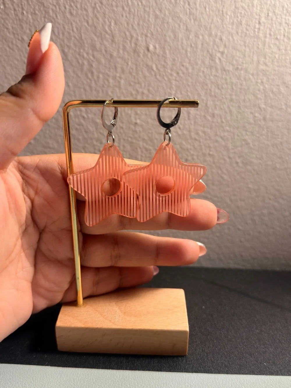 Pink Star Hoop Earrings for Kids